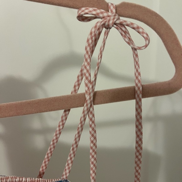 Honey Boutique Pink strip mini dress with bow tie shoulders - Picture 6 of 6